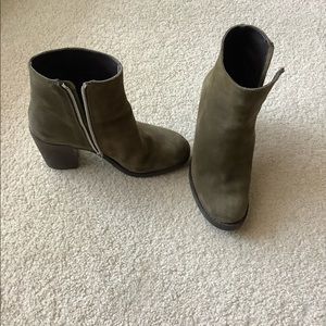 Olive green suede bootie
